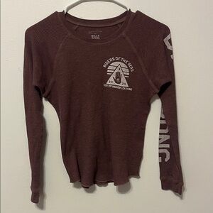 BILLABONG Maroon Waffle 🧇 Knit Long Sleeve Tee Shirt 👚